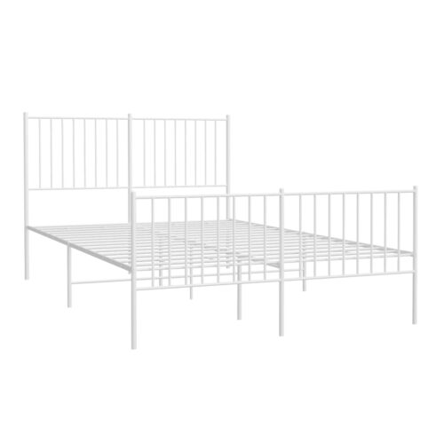 Metal Bed Frame with Footboard White 135x190cm - Image 4