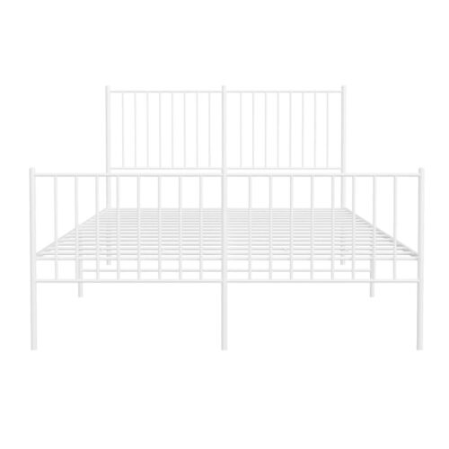 Metal Bed Frame with Footboard White 135x190cm - Image 5