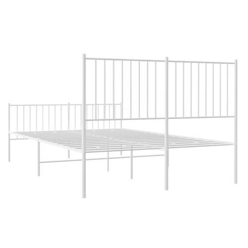 Metal Bed Frame with Footboard White 135x190cm - Image 7