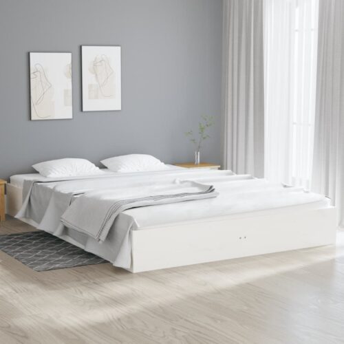 Bed Frame White Solid Wood 150x200cm