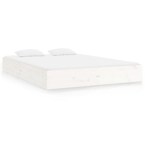Bed Frame White Solid Wood 150x200cm - Image 2
