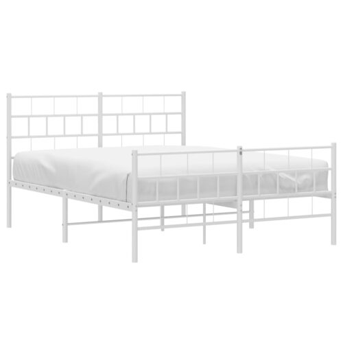 Metal Bed Frame with Footboard White 150x200cm - Image 3