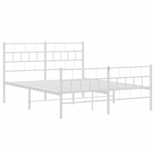 Metal Bed Frame with Footboard White 150x200cm - Image 4