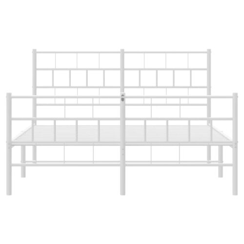 Metal Bed Frame with Footboard White 150x200cm - Image 5