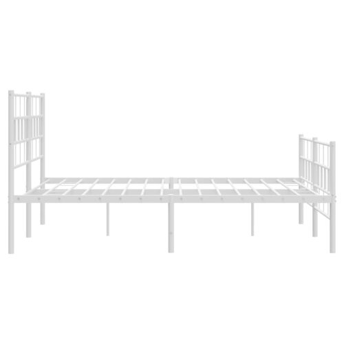 Metal Bed Frame with Footboard White 150x200cm - Image 6