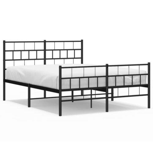 Metal Bed Frame with Footboard Black 150x200cm - Image 2