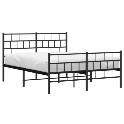 Metal Bed Frame with Footboard Black 150x200cm - Image 3