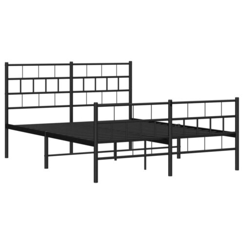 Metal Bed Frame with Footboard Black 150x200cm - Image 4