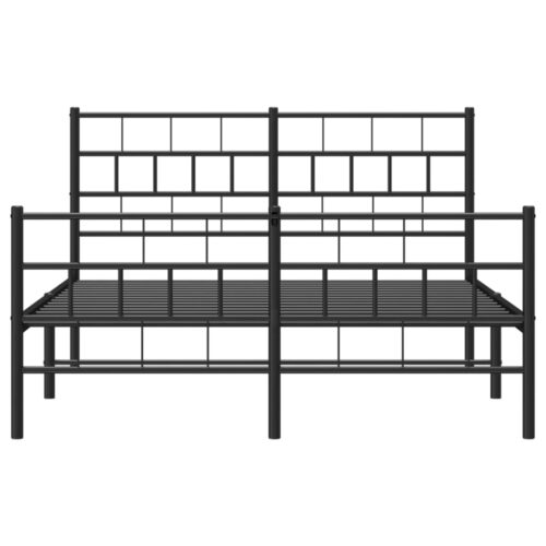 Metal Bed Frame with Footboard Black 150x200cm - Image 5