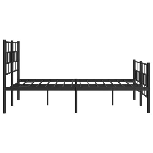 Metal Bed Frame with Footboard Black 150x200cm - Image 6