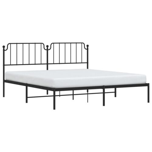 Metal Bed Frame with Headboard Black 183x203cm King - Image 3