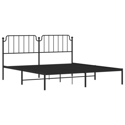 Metal Bed Frame with Headboard Black 183x203cm King - Image 4
