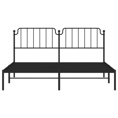 Metal Bed Frame with Headboard Black 183x203cm King - Image 5