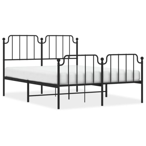 Metal Bed Frame with Footboard Black 150x200cm - Image 2