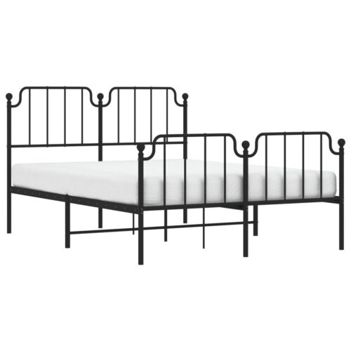 Metal Bed Frame with Footboard Black 150x200cm - Image 3