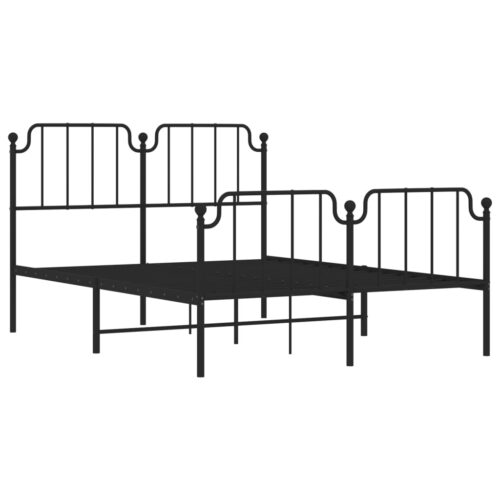Metal Bed Frame with Footboard Black 150x200cm - Image 4