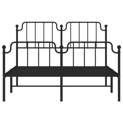 Metal Bed Frame with Footboard Black 150x200cm - Image 5