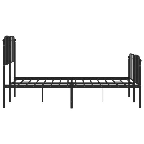 Metal Bed Frame with Footboard Black 150x200cm - Image 6