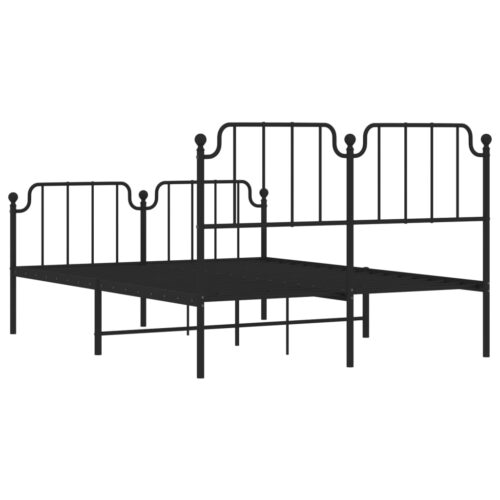 Metal Bed Frame with Footboard Black 150x200cm - Image 7