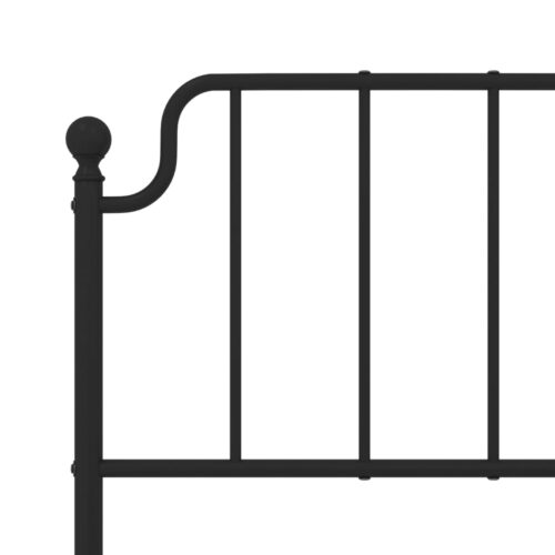 Metal Bed Frame with Footboard Black 150x200cm - Image 8