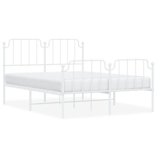 Metal Bed Frame with Footboard White 150x200cm - Image 2