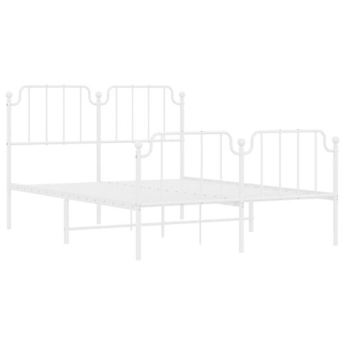 Metal Bed Frame with Footboard White 150x200cm - Image 4