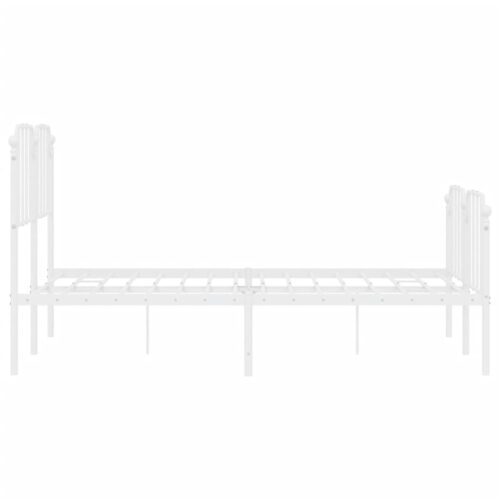 Metal Bed Frame with Footboard White 150x200cm - Image 6