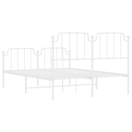 Metal Bed Frame with Footboard White 150x200cm - Image 7