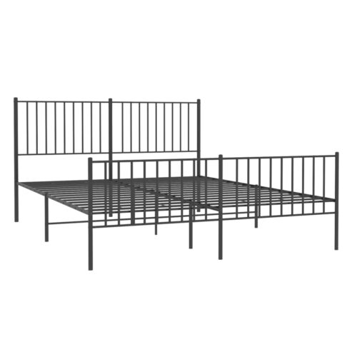 Metal Bed Frame with Footboard Black 150x200cm - Image 4