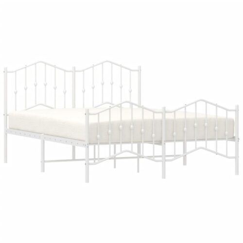 Metal Bed Frame with Footboard White 150x200cm - Image 3