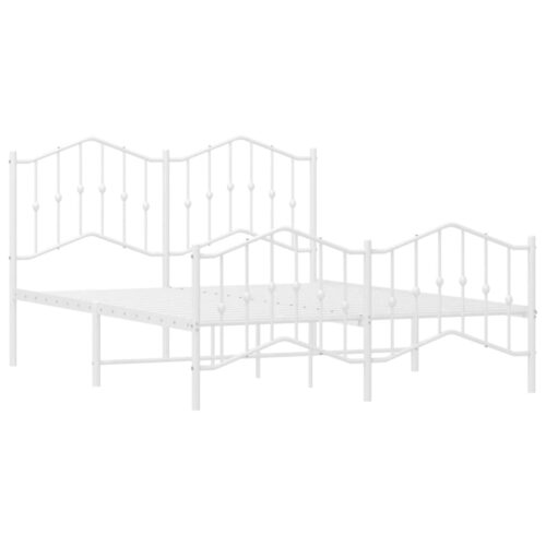 Metal Bed Frame with Footboard White 150x200cm - Image 4