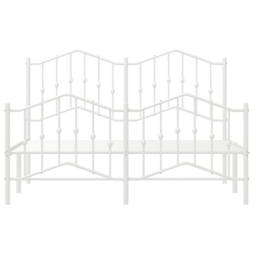 Metal Bed Frame with Footboard White 150x200cm - Image 5