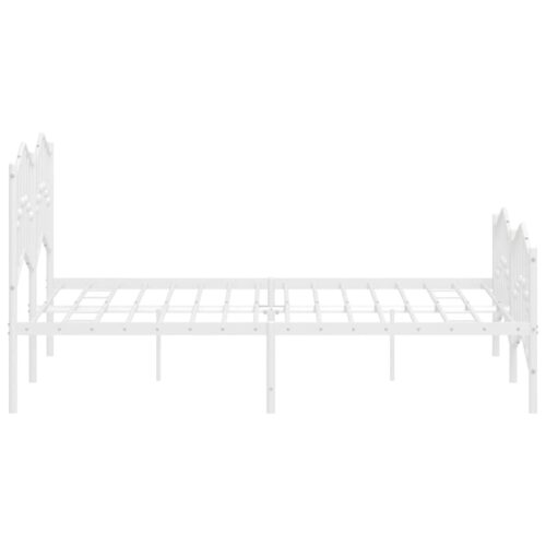 Metal Bed Frame with Footboard White 150x200cm - Image 6