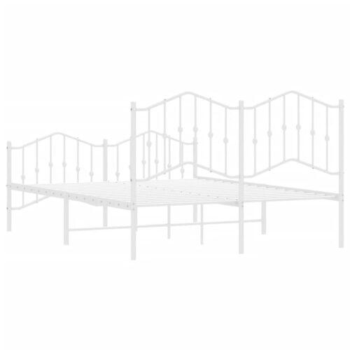Metal Bed Frame with Footboard White 150x200cm - Image 7
