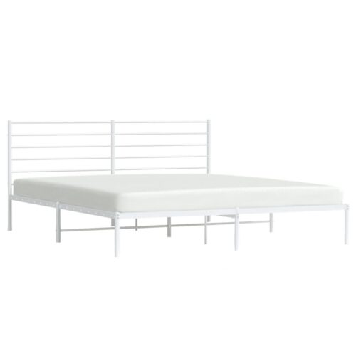 Metal Bed Frame with Headboard White 183x203cm King - Image 4