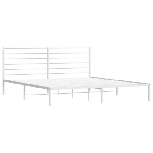 Metal Bed Frame with Headboard White 183x203cm King - Image 5
