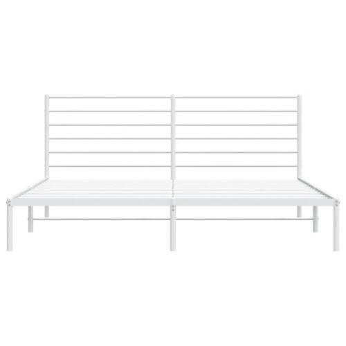 Metal Bed Frame with Headboard White 183x203cm King - Image 6