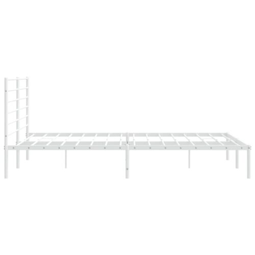 Metal Bed Frame with Headboard White 183x203cm King - Image 7