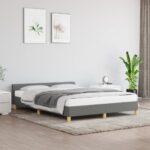 Bed Frame Dark Grey Double Fabric