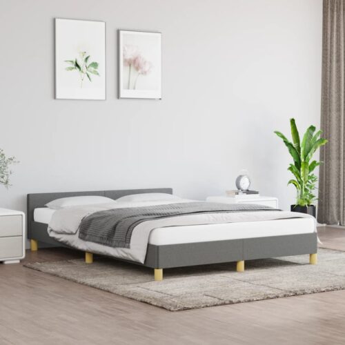 Bed Frame Dark Grey Double Fabric