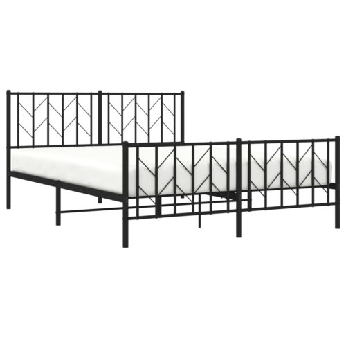 Metal Bed Frame with Footboard Black 150x200cm - Image 3