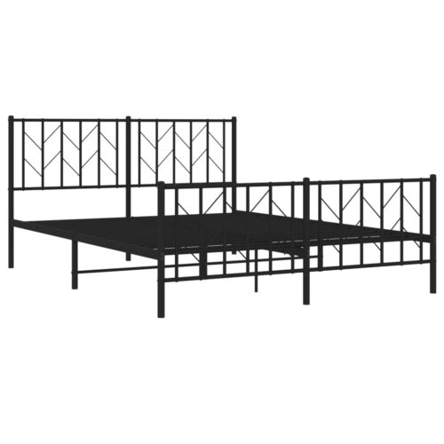Metal Bed Frame with Footboard Black 150x200cm - Image 4