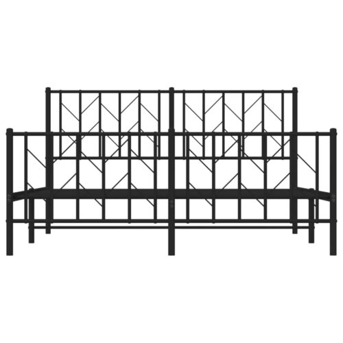 Metal Bed Frame with Footboard Black 150x200cm - Image 5