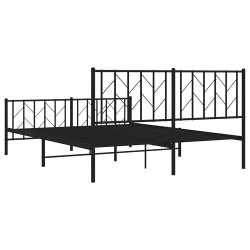 Metal Bed Frame with Footboard Black 150x200cm - Image 7