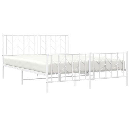 Metal Bed Frame with Footboard White 150x200cm - Image 3
