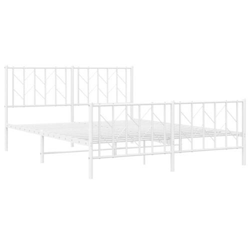 Metal Bed Frame with Footboard White 150x200cm - Image 4