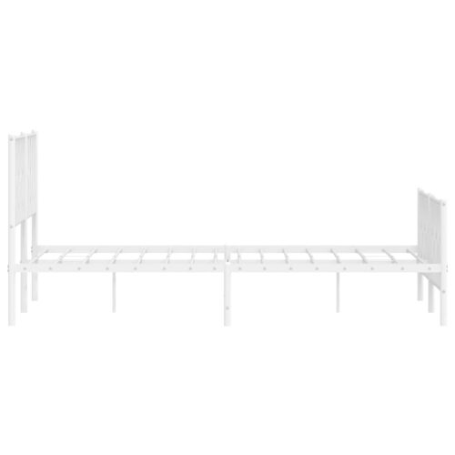 Metal Bed Frame with Footboard White 150x200cm - Image 6