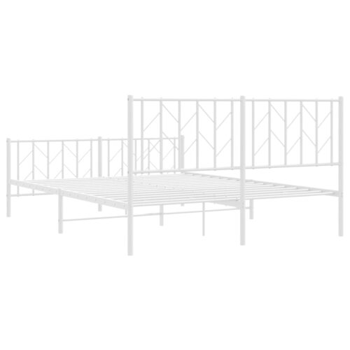 Metal Bed Frame with Footboard White 150x200cm - Image 7