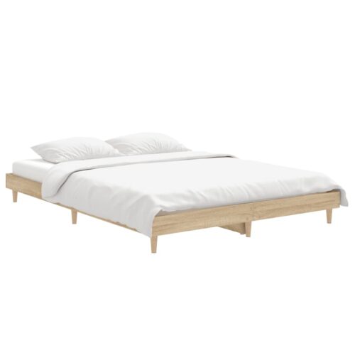Bed Frame Sonoma Oak 135x190cm Engineered Wood - Image 3