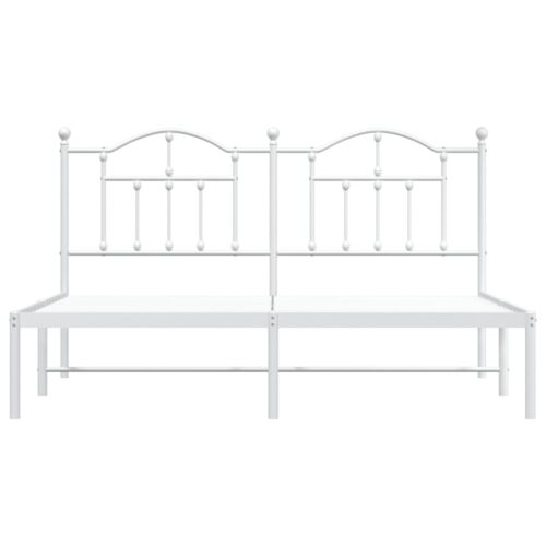 Metal Bed Frame with Headboard White 183x203cm King - Image 5